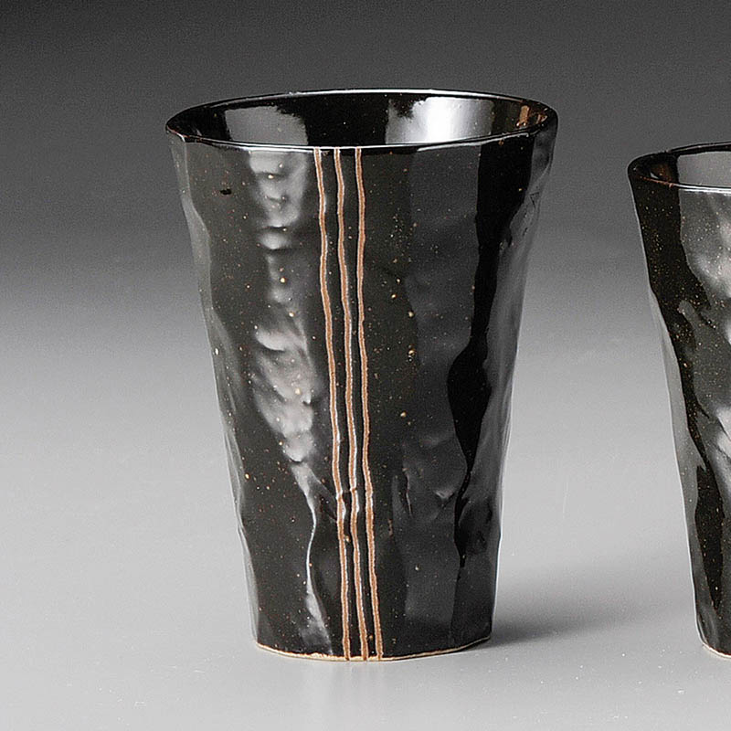 山万 32321-020 モダン手折焼酎カップ 黒 1個（ご注文単位1個）【直送品】