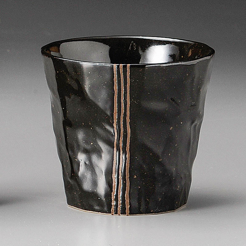 山万 32324-020 モダン手折手折ロックカップ 黒 1個（ご注文単位1個）【直送品】