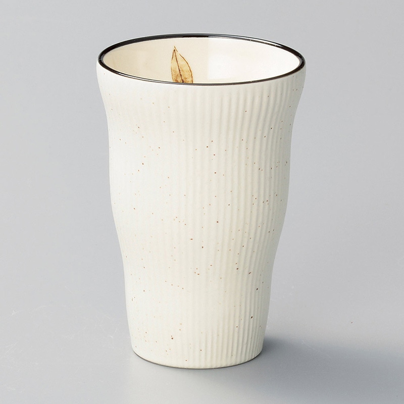 山万 32629-400 白釉リーフ焼酎カップ 1個(ご注文単位1個)【直送品】