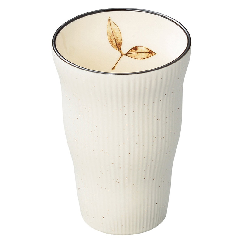 山万 32629-400 白釉リーフ焼酎カップ 1個(ご注文単位1個)【直送品】