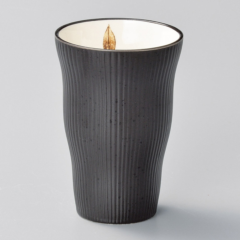 山万 32630-400 黒油滴リーフトクサ焼酎カップ 1個(ご注文単位1個)【直送品】