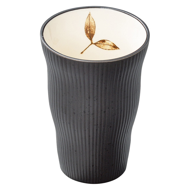 山万 32630-400 黒油滴リーフトクサ焼酎カップ 1個(ご注文単位1個)【直送品】