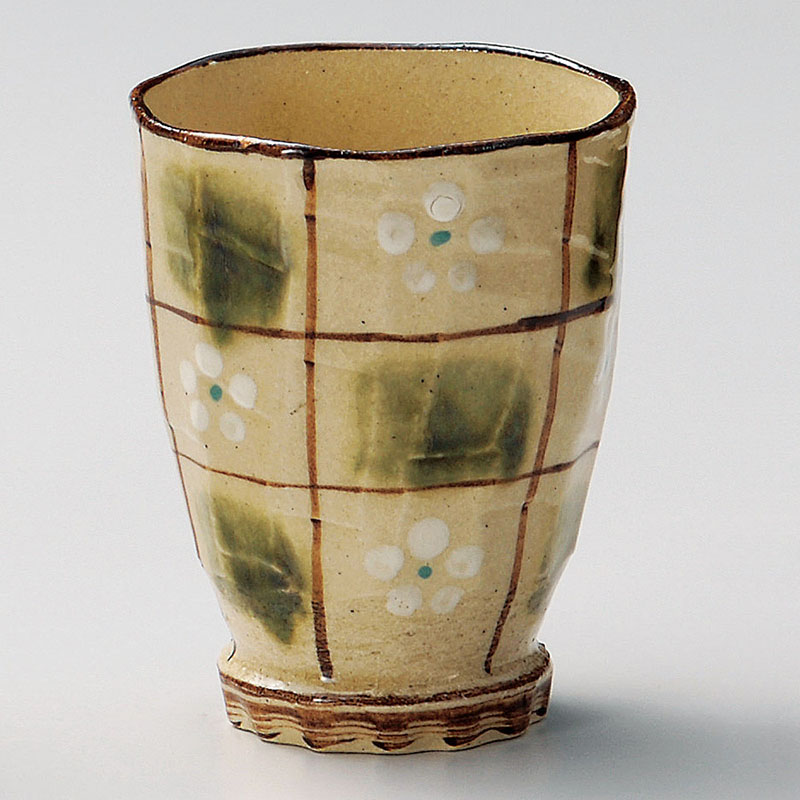 山万 32728-550 織部市松焼酎カップ 1個(ご注文単位1個)【直送品】