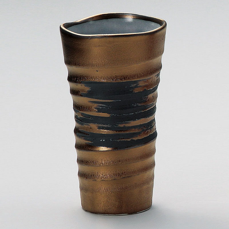 山万 32817-180 ゴールド刷毛目ビールカップ 1個(ご注文単位1個)【直送品】