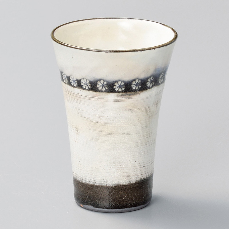 山万 32619-440 粉引新三島フリーカップ 1個（ご注文単位1個）【直送品】