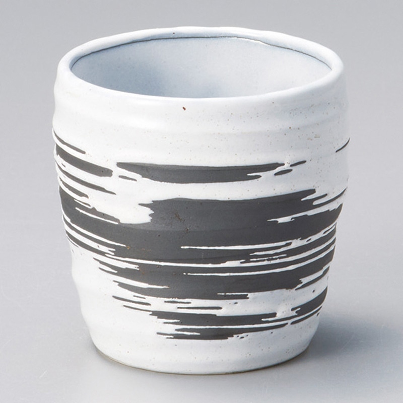 山万 32826-180 白釉刷毛目ロックカップ 1個（ご注文単位1個）【直送品】