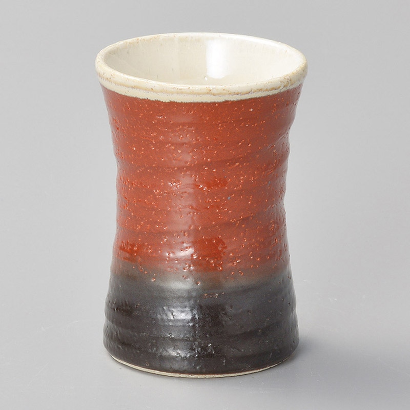 山万 32734-230 杵型焼酎カップ赤釉 1個（ご注文単位1個）【直送品】