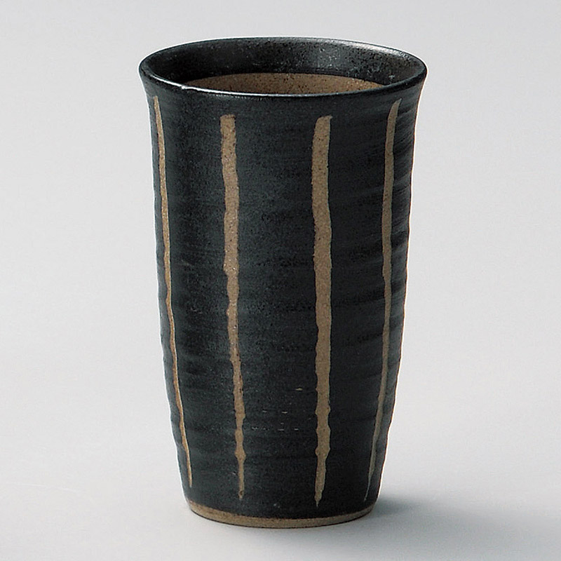 山万 32809-570 彫十草フリーカップ(大)黒 1個（ご注文単位1個）【直送品】