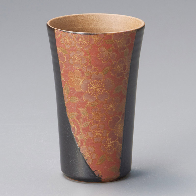 山万 32719-290 花柄美増し 黒フリーカップ 1個（ご注文単位1個）【直送品】