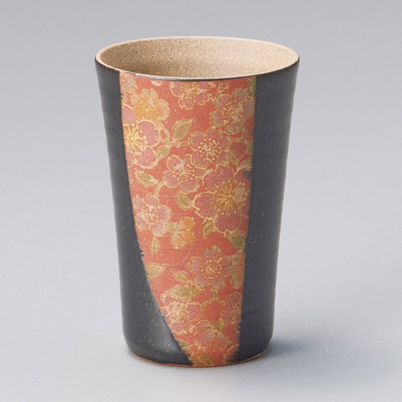 山万 32819-290 花柄美増し 黒一口カップ 1個（ご注文単位1個）【直送品】