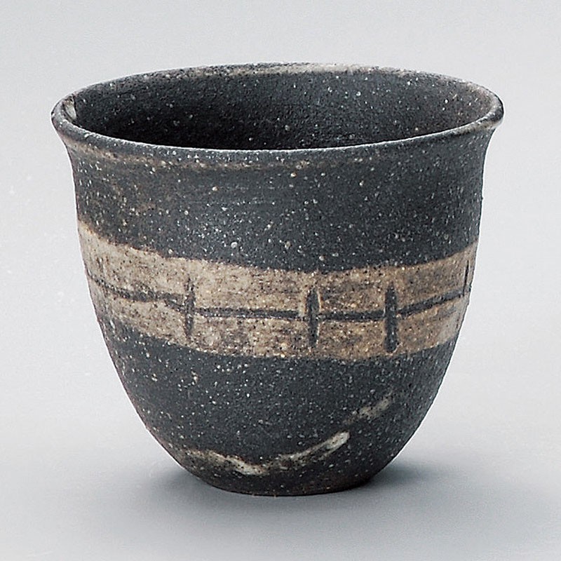 山万 33105-660 黒窯変刷毛目フリーカップ 信楽 1個（ご注文単位1個）【直送品】