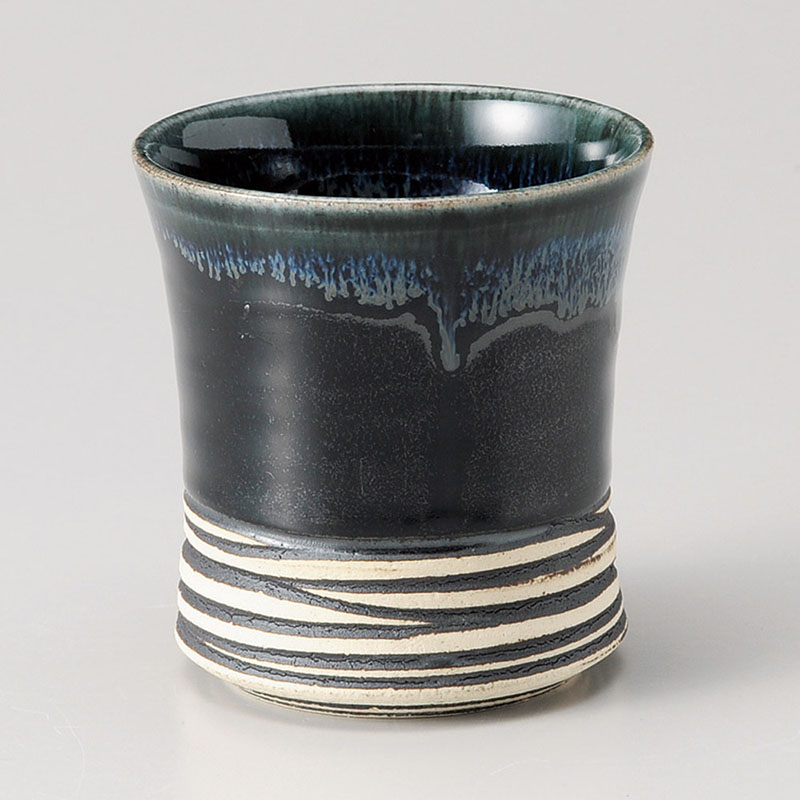 山万 33112-170 緑彩黒釉ぐいっと焼酎カップ 1個(ご注文単位1個)【直送品】