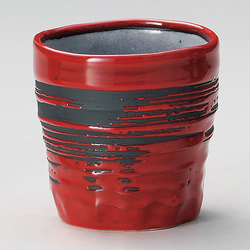 山万 33128-180 赤釉刷毛目焼酎カップ 1個(ご注文単位1個)【直送品】