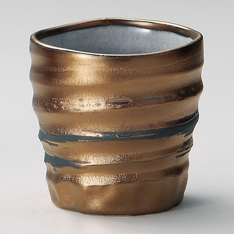 山万 33129-180 ゴールド刷毛目焼酎カップ 1個(ご注文単位1個)【直送品】