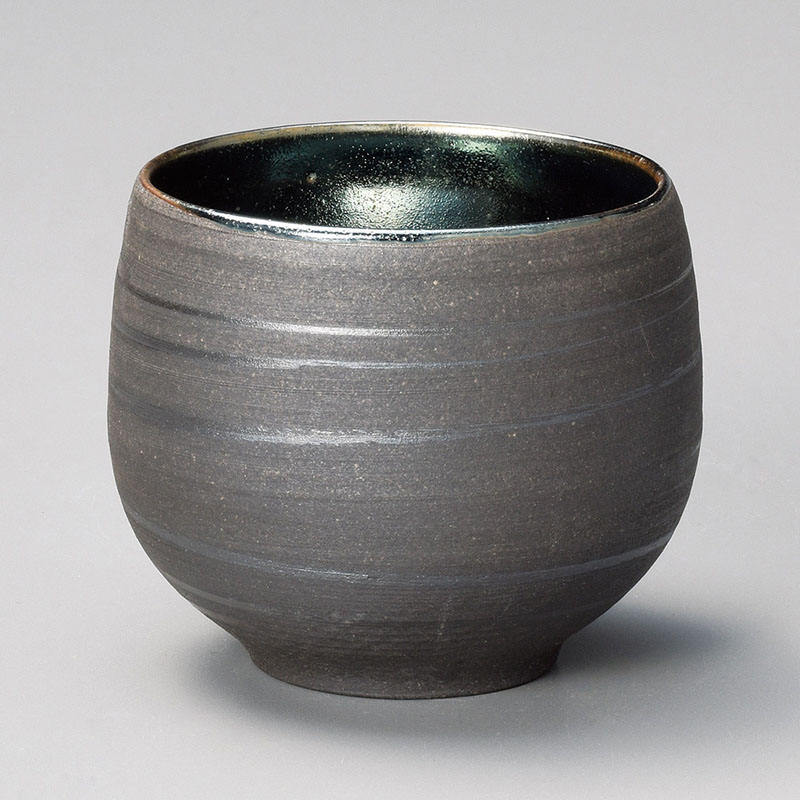 山万 33202-660 光彩黒焼〆焼酎カップ(信楽焼) 1個(ご注文単位1個)【直送品】