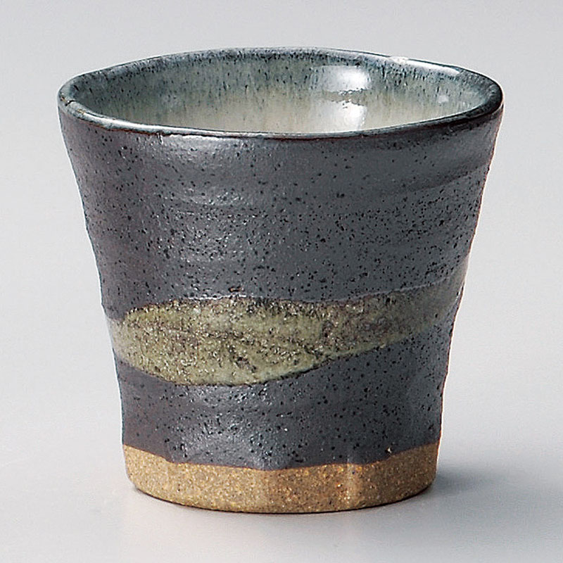 山万 33217-310 黒銀彩雲面取カップ 1個（ご注文単位1個）【直送品】