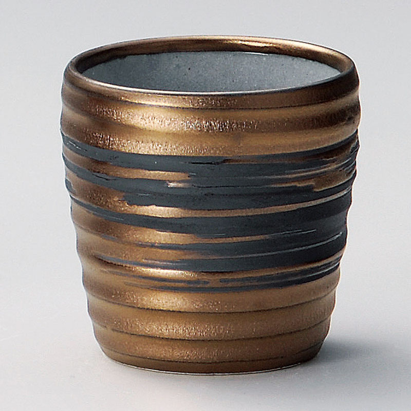 山万 33226-180 ゴールド刷毛目ロックカップ 1個（ご注文単位1個）【直送品】