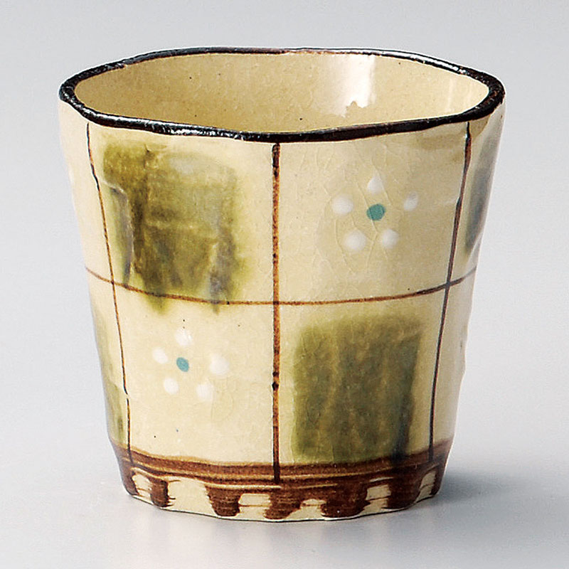 山万 33133-550 織部市松ロックカップ 1個（ご注文単位1個）【直送品】