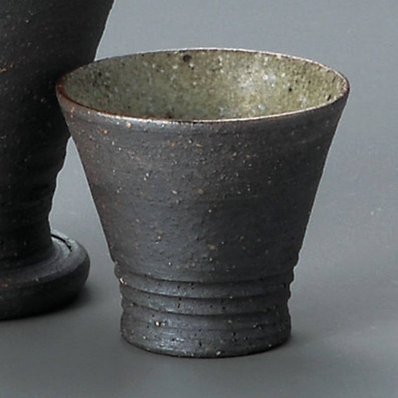 山万 33414-660 焼〆緑彩ぐい呑(信楽焼) 1個(ご注文単位1個)【直送品】