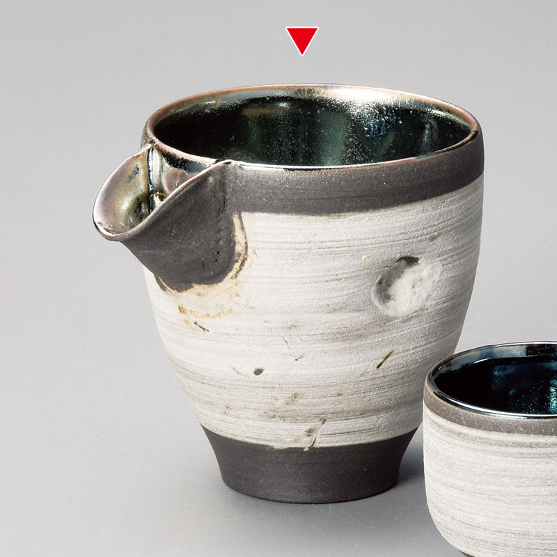 山万 33441-660 光彩白化粧片口冷酒器 長 信楽 1個（ご注文単位1個）【直送品】