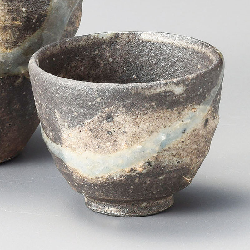 山万 33511-660 窯変刷毛目流しぐい飲み(信楽焼 1個(ご注文単位1個)【直送品】