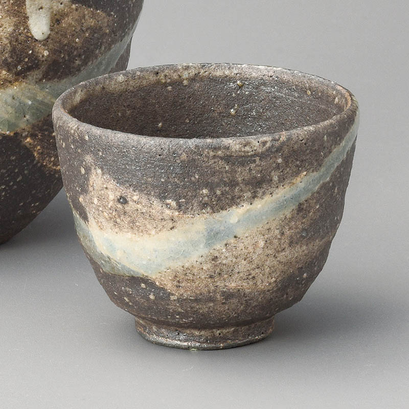 山万 33521-660 窯変刷毛目流しぐい呑(信楽焼) 1個(ご注文単位1個)【直送品】