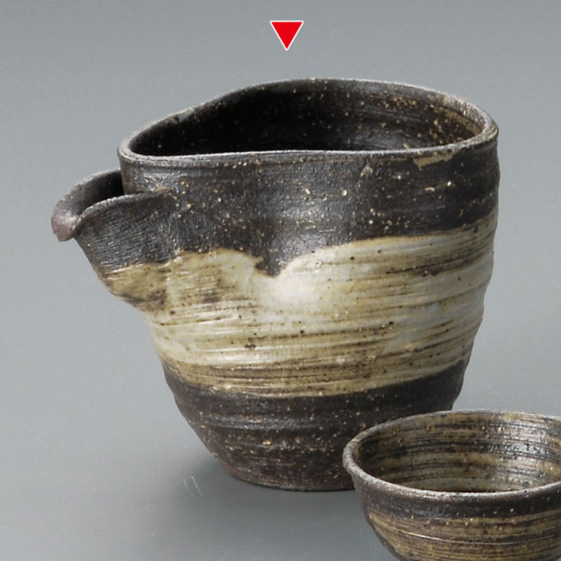 山万 33512-660 灰刷毛目冷酒器(信楽焼) 1個（ご注文単位1個）【直送品】