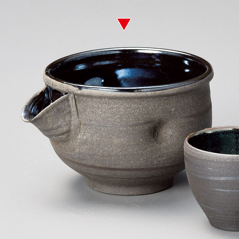 山万 33516-660 光彩黒焼〆片口冷酒器 丸 信楽 1個（ご注文単位1個）【直送品】