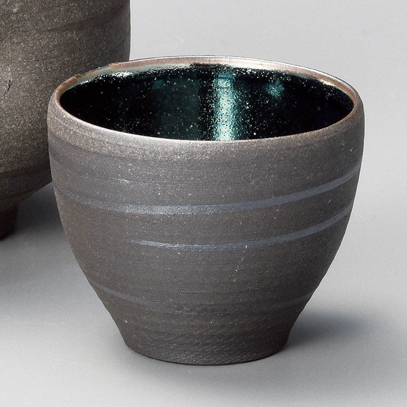 山万 33517-660 光彩黒焼〆ぐい呑(丸(信楽焼 1個(ご注文単位1個)【直送品】