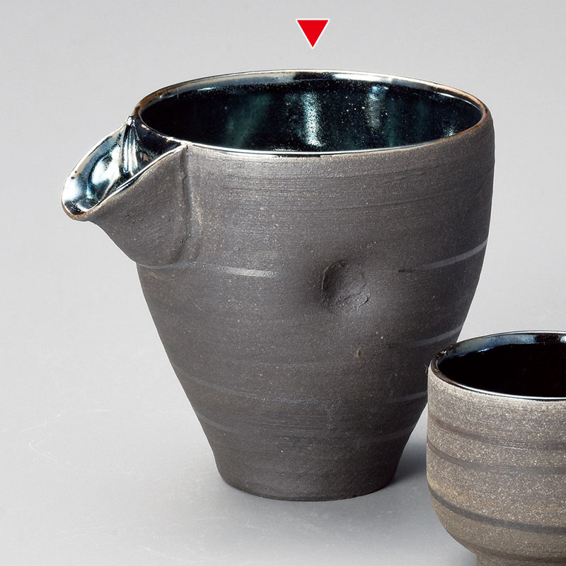 山万 33522-660 光彩黒焼〆片口冷酒器 長 信楽 1個（ご注文単位1個）【直送品】