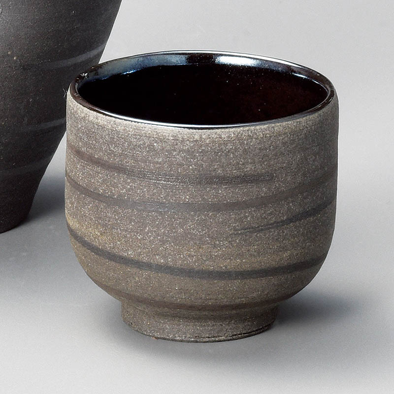 山万 33523-660 光彩黒焼〆ぐい呑(長(信楽焼 1個(ご注文単位1個)【直送品】