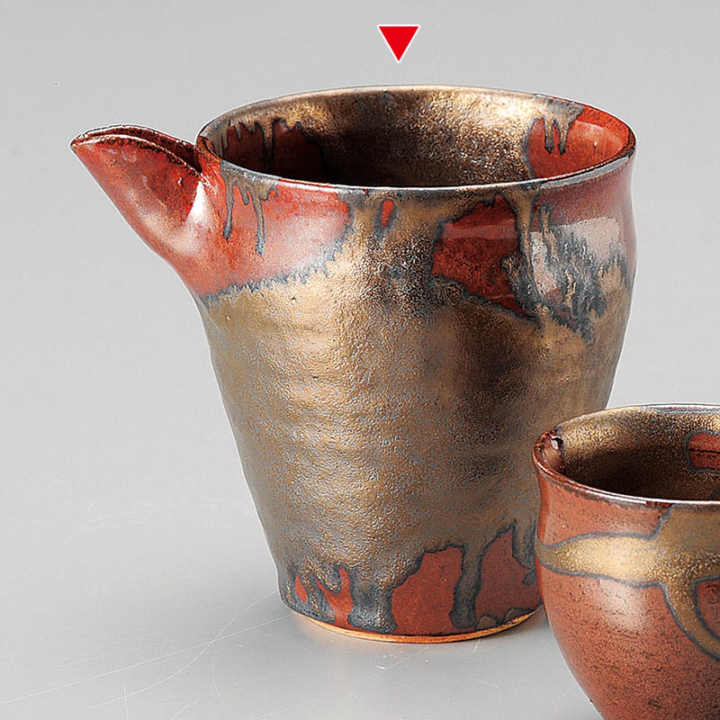 山万 33701-660 柿釉金彩冷酒器(信楽焼) 1個（ご注文単位1個）【直送品】