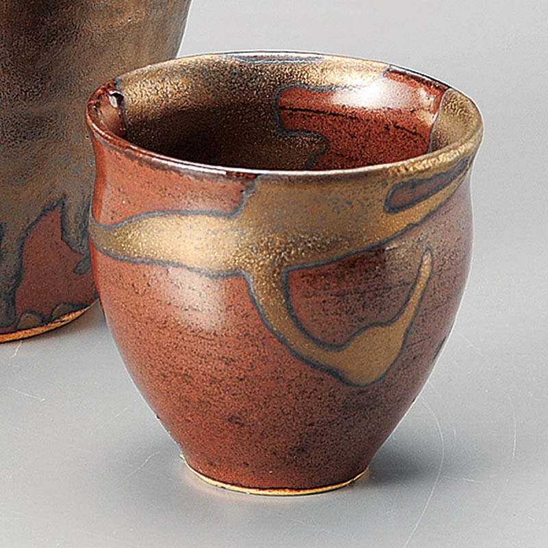 山万 33702-660 柿釉金彩ぐい飲み(信楽焼) 1個(ご注文単位1個)【直送品】