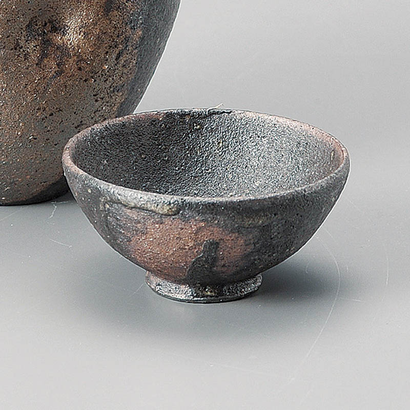 山万 33706-660 黒窯変グイ呑み(信楽焼) 1個(ご注文単位1個)【直送品】