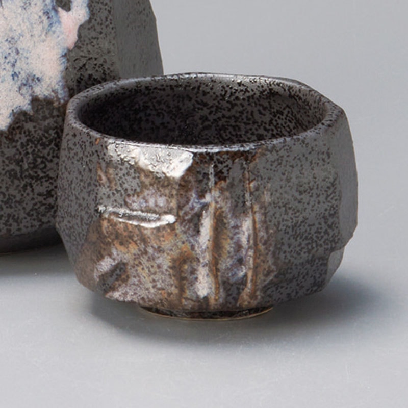 山万 33841-170 手造り風いぶし黒PI飛しぐい呑 1個（ご注文単位1個）【直送品】