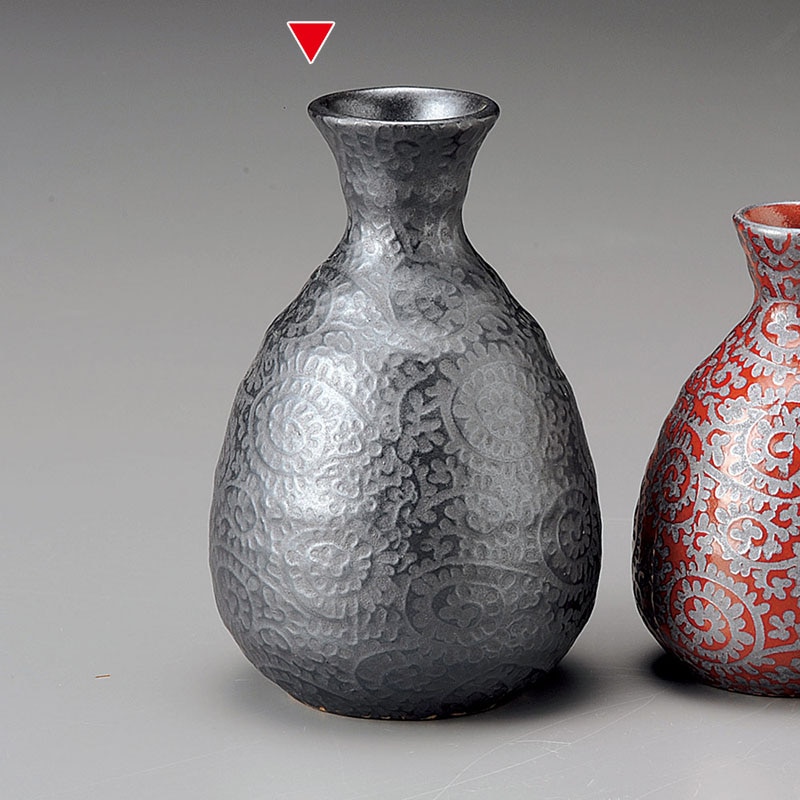 山万 33951-460 銀彩唐草(黒)2号徳利 1個（ご注文単位1個）【直送品】