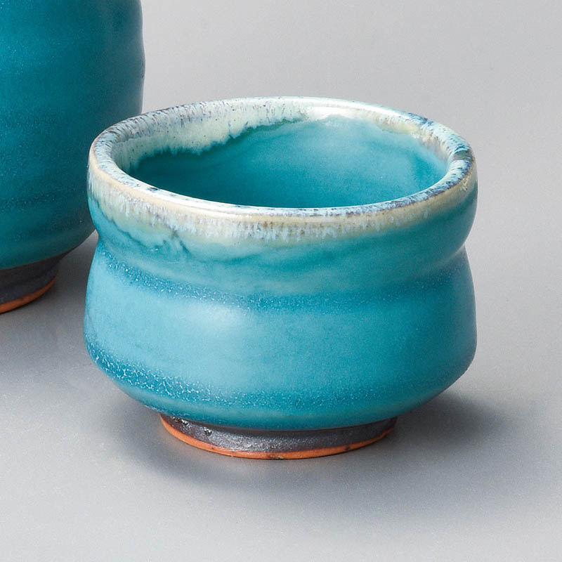 山万 33849-230 トルコブルー竹型ぐい呑 1個（ご注文単位1個）【直送品】