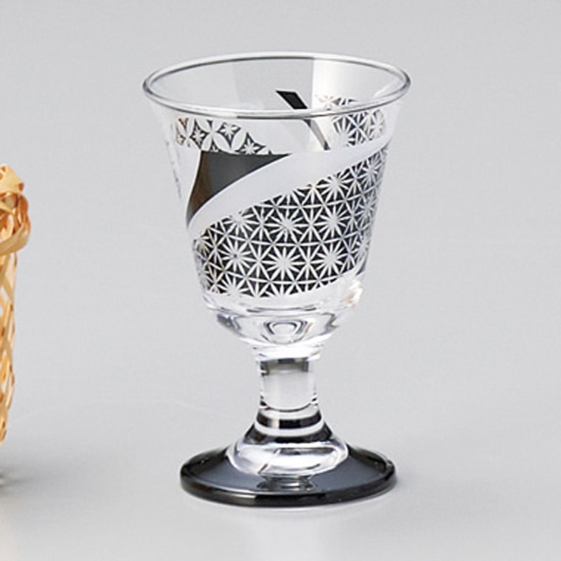 山万 34419-130 古紋(黒)食前酒(ガラス製) 1個（ご注文単位1個）【直送品】