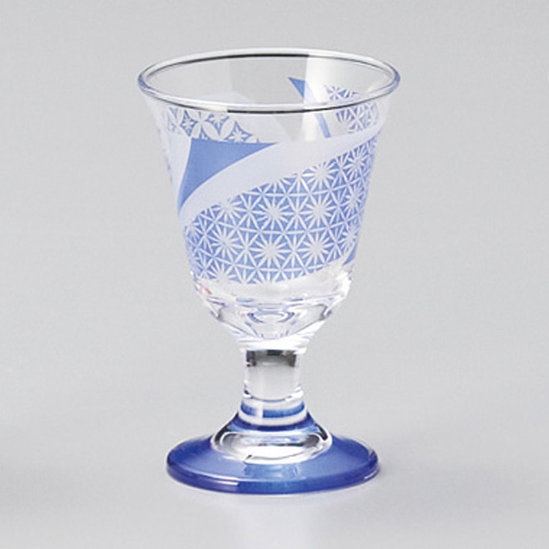 山万 34420-130 古紋(青)食前酒(ガラス製) 1個（ご注文単位1個）【直送品】
