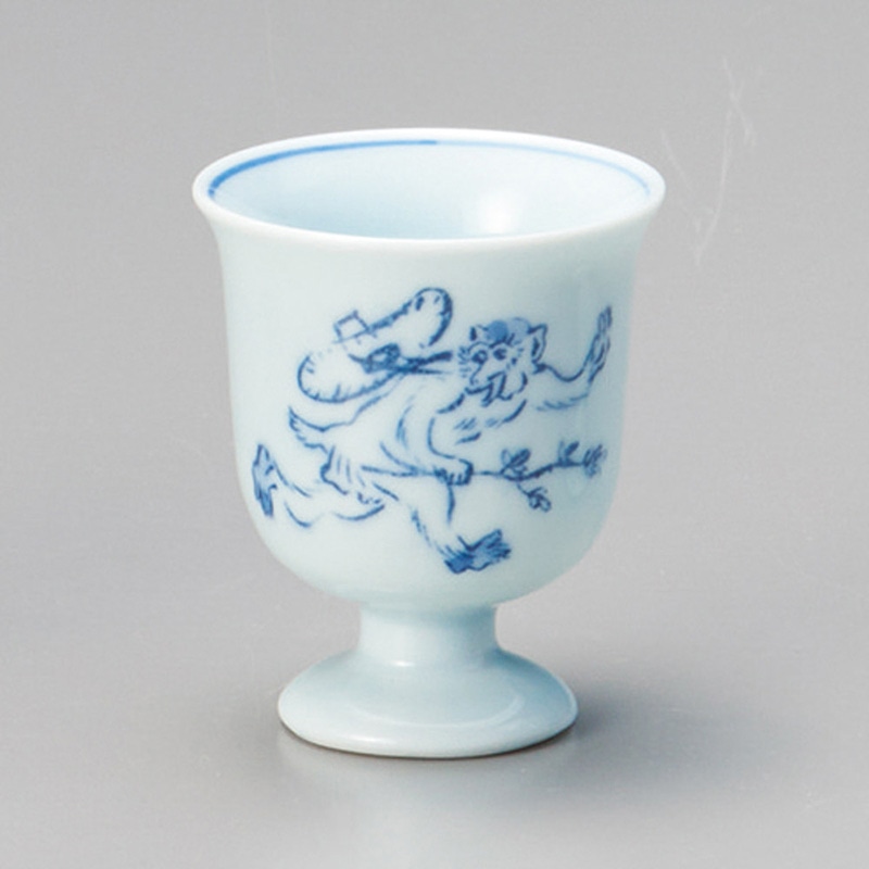 山万 34516-460 鳥獣戯画(喧嘩の図)高台盃 1個（ご注文単位1個）【直送品】