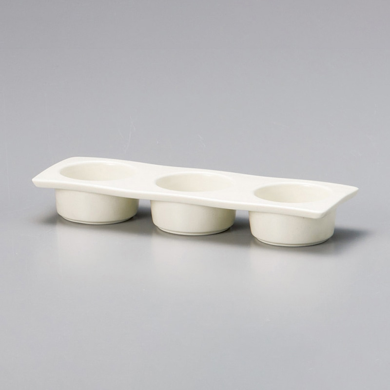 山万 34527-130 利き酒三品トレー(白マット) 1個（ご注文単位1個）【直送品】