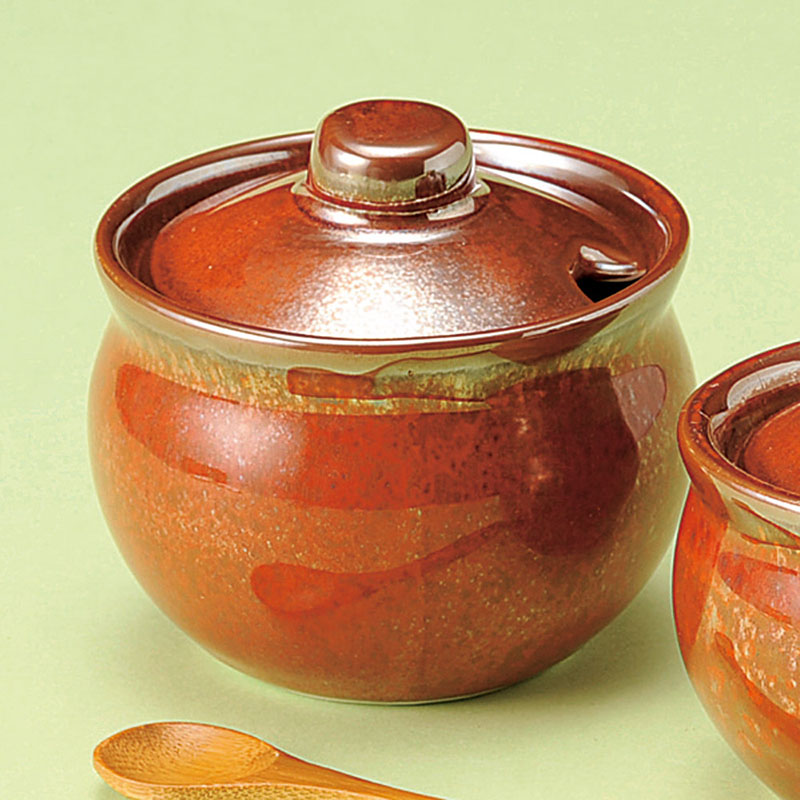 山万 35108-230 赤薬味壺(大) 1個(ご注文単位1個)【直送品】