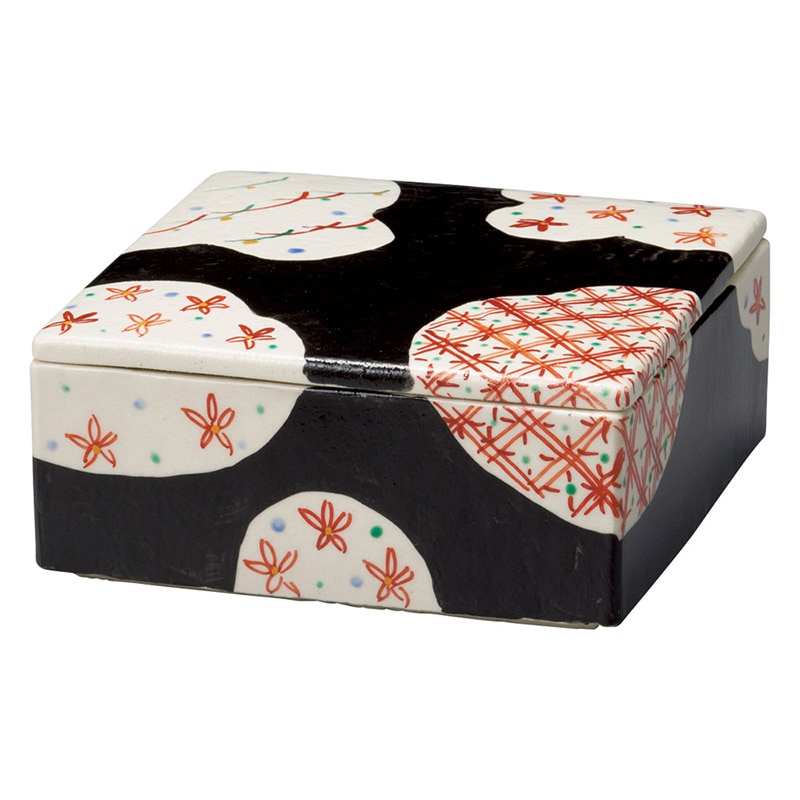 山万 35203-570 黒格子 陶箱(大) 1個（ご注文単位1個）【直送品】