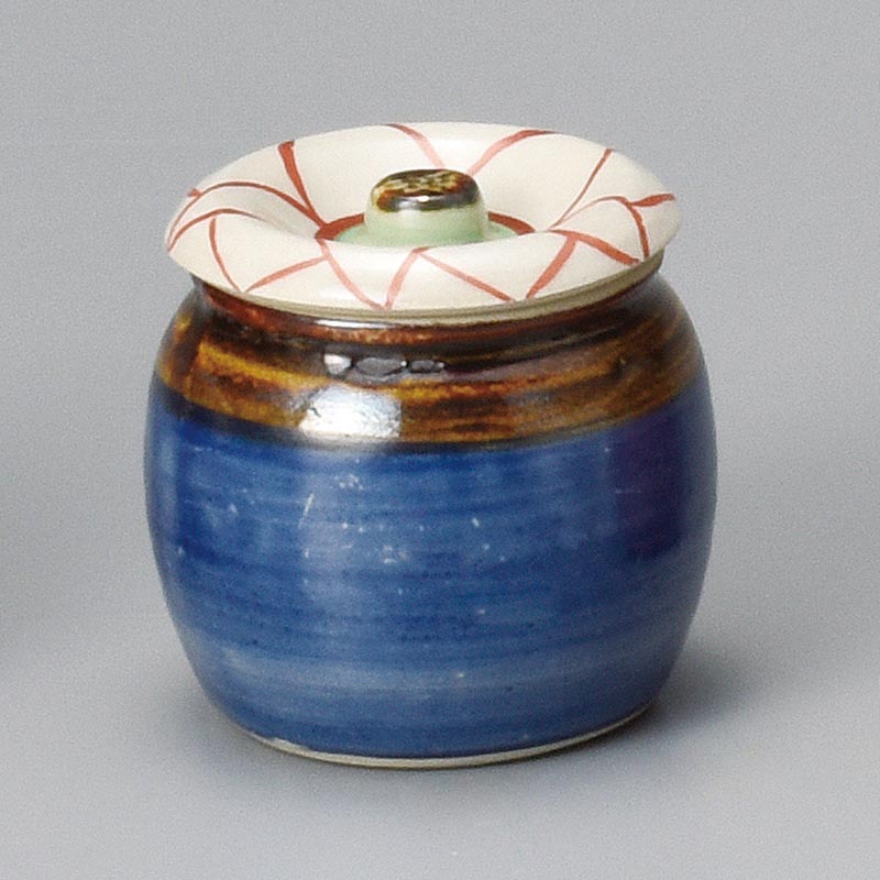 山万 35317-460 花紋ミニツボ(青) 1個（ご注文単位1個）【直送品】