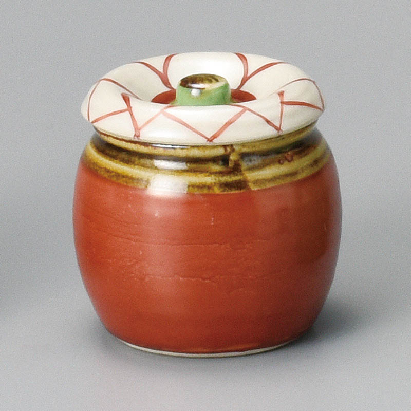 山万 35318-460 花紋ミニツボ(赤) 1個（ご注文単位1個）【直送品】