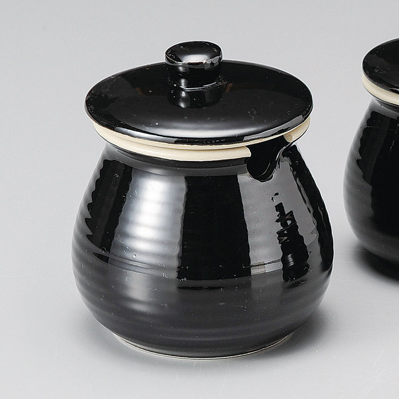 山万 35513-460 黒釉ソース入(大) 1個（ご注文単位1個）【直送品】