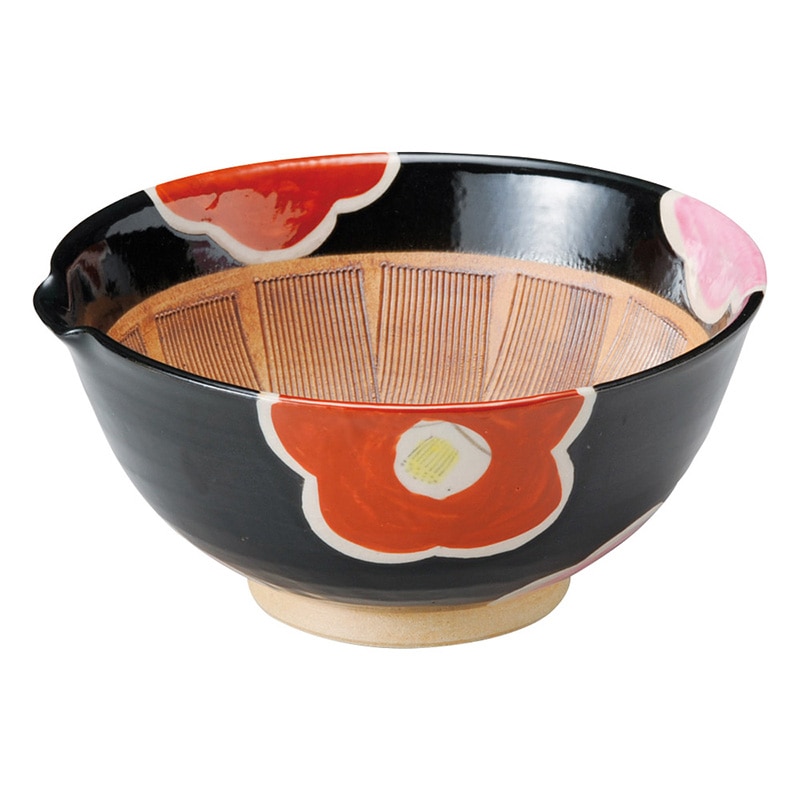 山万 35603-570 天目椿赤絵櫛目8.0すり鉢 1個（ご注文単位1個）【直送品】