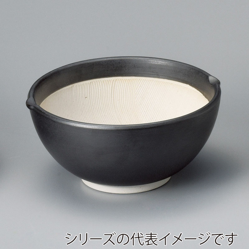 山万 35705-460 黒マット波紋櫛目丸型6.5寸す 1個（ご注文単位1個）【直送品】