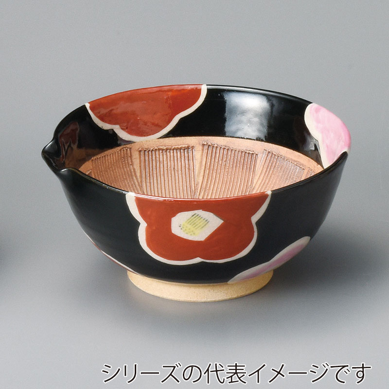 山万 35728-570 天目椿 櫛目6.0すり鉢 赤絵 1個（ご注文単位1個）【直送品】