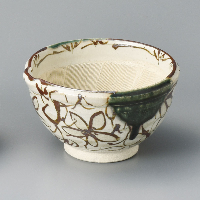 山万 35730-570 織部鉄仙花六寸深口スリ鉢 1個（ご注文単位1個）【直送品】